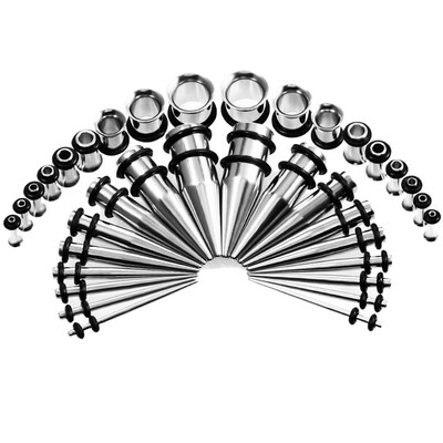 

36pcs Ear Gauges Stretching Kit Surgical Steel Plugs&Tapers Set 14G-00G
