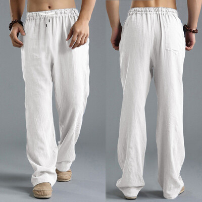 

Tailored Mens Fashion Trousers Linen Style Loose Casual Breathable Outdoor Summer Solid Sportswear
