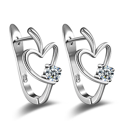 

Color Zircon Earrings Earrings Heart Hoop Earrings Heart 2019 Original Magic Silver Women