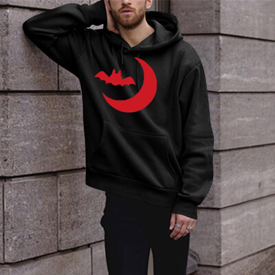 

Toponeto Mens Fashion Winter Solid Printed Long-sleeved Hooded SweatShirt Halloween Tops