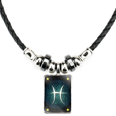 

Vintage 12 Constellations Luminous Pendant Hematite Time Necklace For Men Women Birt ay Christmas Gifts