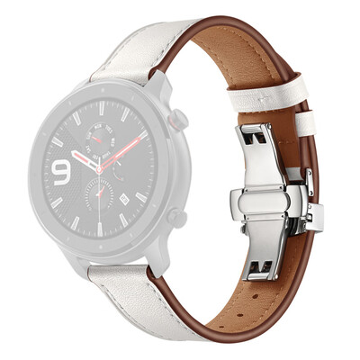 

〖Follure〗Butterfly Buckle Leather Wrist Watch Strap Band For AMAZFIT GTR Watch 47mm SL