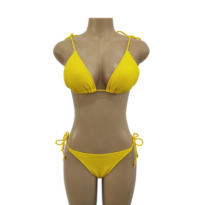 

Roseonmyhand Sexy Women Push-up Padded Bra Solid Color Strap Hanging Bikini Set Bathing Suit
