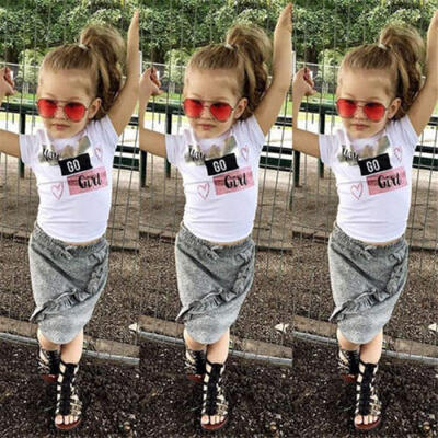 

Summer Kid Baby Girls Cotton Tops T-shirt Short Skirts Dress Outfit Clothes Set