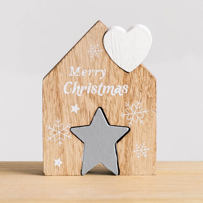 

Toponeto Christmas Wooden Desktop Decoration Home Party Ornaments Building Blocks Gifts