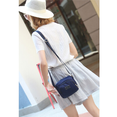 

New Fashion Women Crossbody Bag Nylon Waterproof Zipper Fastening Pockets Solid Shoulder Bag