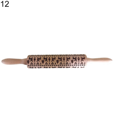 

Christmas Snowflake Tree Deer Rolling Pin Baking Cookies Biscuit Dough Roller