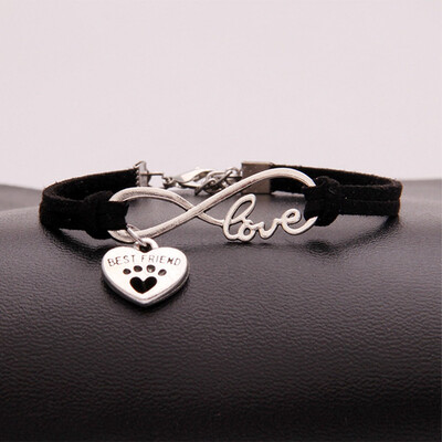 

Fashion Simple Love Heart Dog Claw Pendant Weaving Bracelet Unisex Pair Hand Chain Jewelry Hot Gift