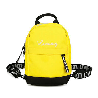 

Women Fashion Canvas Backpack Letters Print Contrast Color Hip Hop Cool Waist Bag Totes