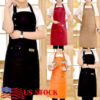 

US Women Men Waterproof Kitchen Apron Chef Butcher BBQ Cooking Baking Catering