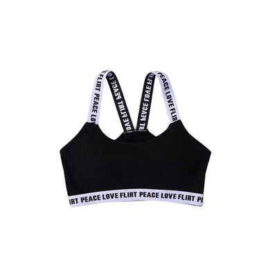 

Knitted Thread Letter Printing Wide Shoulder Sports Bra