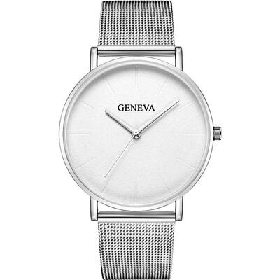

Hot Fashion Mens Luxury Watch Stainless Steel Analog Quartz Mesh Band Wristwatch Male Minimalist Black Watches White Clock