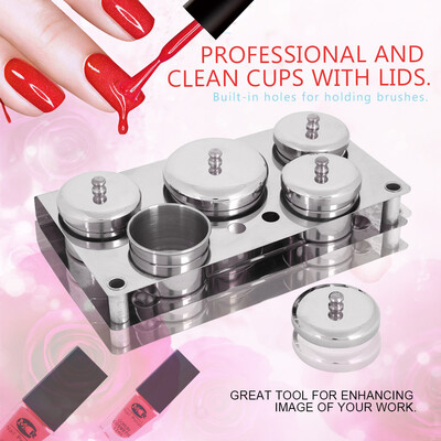 

5pcs Stainless Steel Nail Art Mini Powder & Liquid Set Cans Storage Box Compact Manicure ToolsNail Art Tools Tool Cans