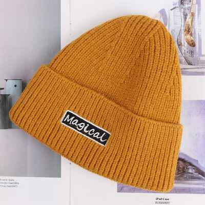 

Adult Winter Hat Womens Wool Cap Korean Edition Simple Hundred Sets of Pure Knitted Hat Student Couple Ear Protector Cold Cap