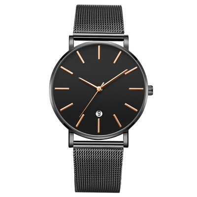

Gobestart Fashion Simple Simple Casual Calendar Business Net With Strap Mens Watch