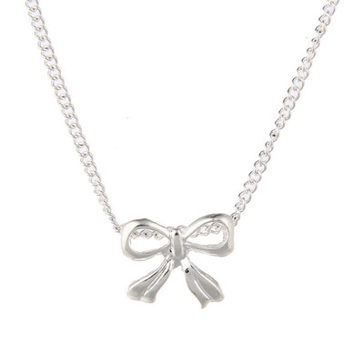 

Women Silver Plated Cute Bowknot Pendant Necklace Elegant Jewelry Gift
