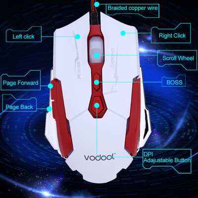 

VODOOL K1015 USB Wired Gaming Mouse 7 Buttons Red