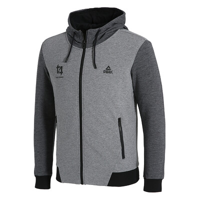 

PEAK autumn&winter new mens casual hooded open chest sweater comfortable sports long sleeve DF683081 in the flower gray X2L code
