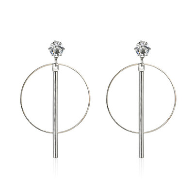 

EK2072 Gold Color Minimalist Circle Earrings Contracted Temperament Earrings Long Female Zircon Drop Earrings for Women Gift