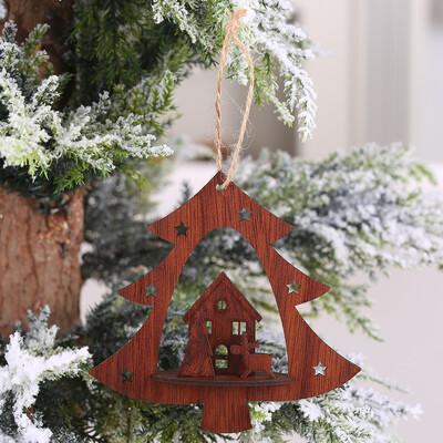 

Gobestart DIY Wooden Tree Pendant Creative Hollow Christmas Tree Hanging Ornaments
