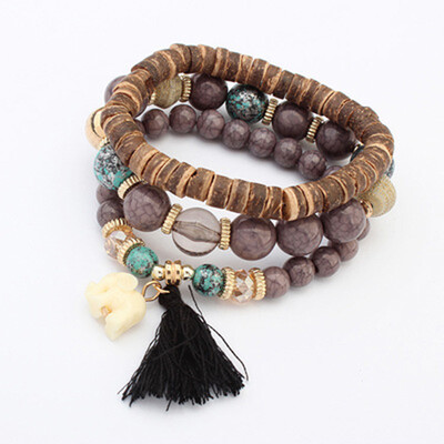 

Jewelry Bracelets Lovely Women Multi-Element Beads Multi-Circle Elephant Pendant Bracelet SKY