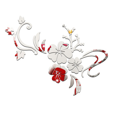

3D Floral Mirror Sticker DIY Flower Acrylic Mirrored Decals Room Home Decoration Wallpaper