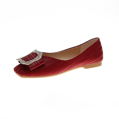 

summer Korean gentle wind-water drill flat&single-shoe womens shallow-mouth flat-bottomed fairy
