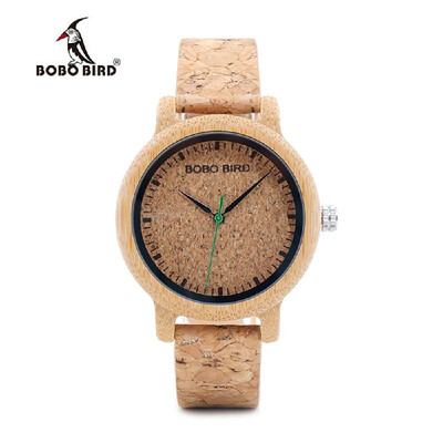 

BOBOBIRD M12 Men Women Quartz Watch Bamboo Band Cork Leather Strap 3ATM Fashion Wristwatch Couples Watches for Wonderful Gorgeou