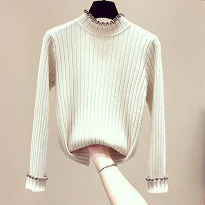 

Women Knitted Pullovers Sweater Ruffles Turtleneck Long Sleeves Slim Elegant Autumn Winter Office Street Knitting Top