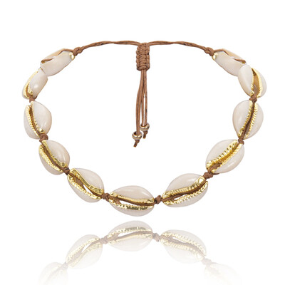 

Fashion White Natural Cowrie Shell Choker Necklace for Women Sea Shell Pendant Necklace Statement Collier Gold Color Jewelry