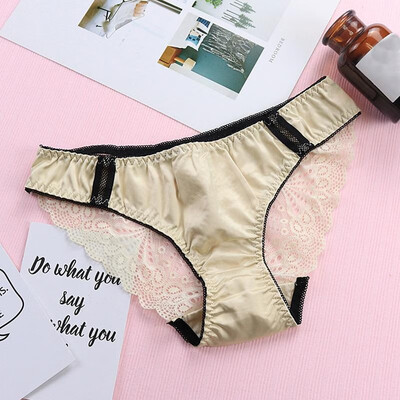 

Sexy Women Lace Edge Panties Underwear Soft Briefs Underpants Ultra-Thin Breathable Low Rise Seamless Silk Triangle Briefs