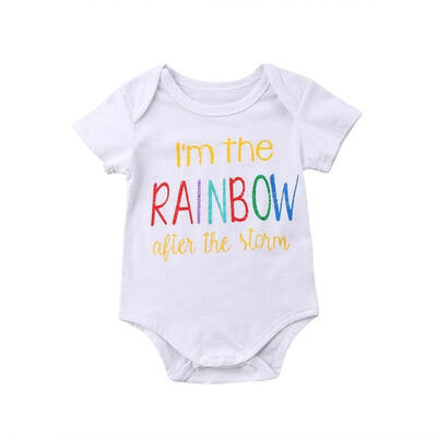 

Cotton Newborn Baby Boy Girl Rainbow Romper Bodysuit Clothes Outfits Sunsuit