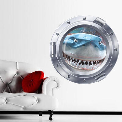 

Sharks in Submarine Seascape Art home Decor Vinyl Wall Sticker Wallpaper Decals
