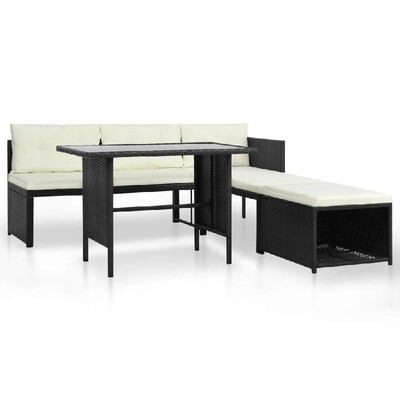 

4 Piece Garden Lounge Set Poly Rattan Black