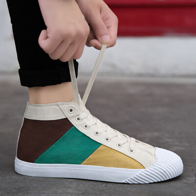 

Spiritual society guy high canvas shoes male Korean version of the trend of casual breathable high state wild shoes shoes tide shoes mens shoes