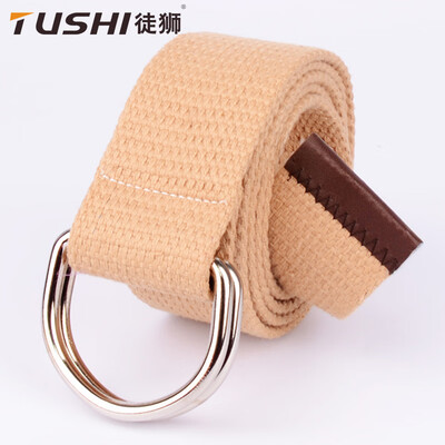 

Explosion models Fashion mens casual belt pants with double buckle canvas belt Plus long skin