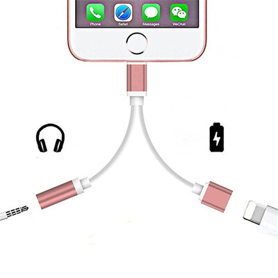 

2 in 1 Audio Adapter 8 Pin to 35mm Aux Headphone Jack 8 Pin for iPhone 7 Plus 7