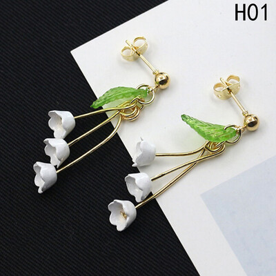 

Earrings Fresh Bell Orchid Long Ear Clip Earrings Fringed Flower Earring