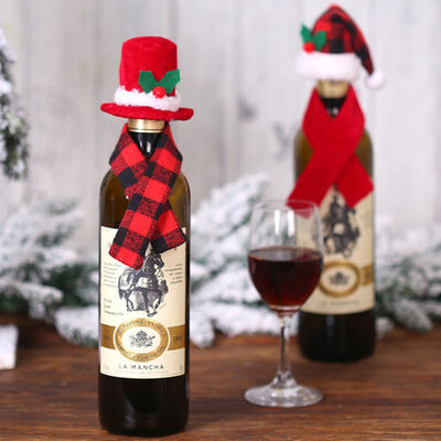 

Christmas Wine Bottle Cover Scarf And Hat Festival Decorations For Party New Year Holiday Home Party Dining Table Decor