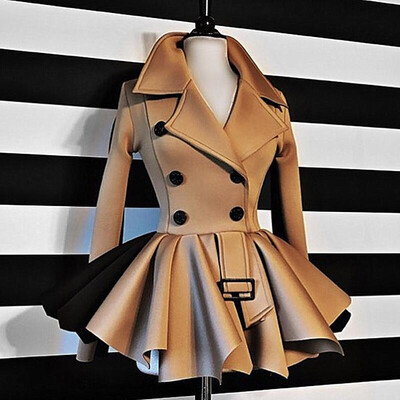 

Tailored Womens Ladies Warm Double Breasted Coat Jacket Lapel Winter Short Outerwear Tops
