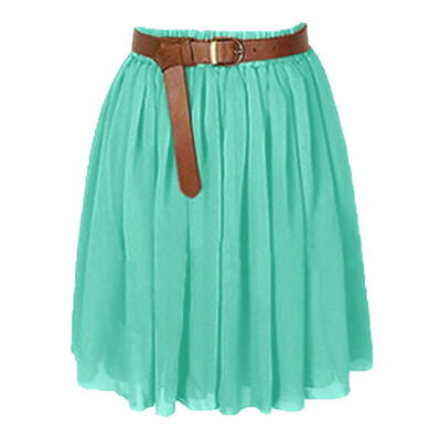 

Roseonmyhand Women Mini Skirt Girl Chiffon Short Dress Pleated Retro Elastic Waist Skirt