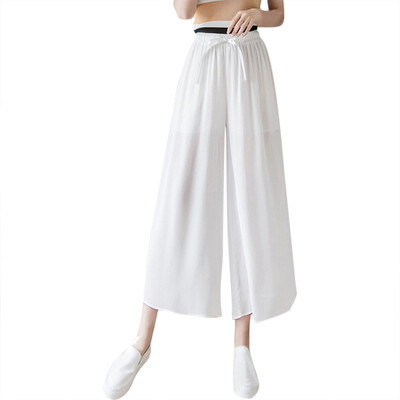 

Fashion Women Chiffon Elastic Band High Waist Casual Pant Wide Leg Beach Trouser