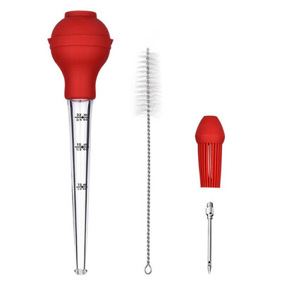 

3PCS Silicone Turkey Drip Oil Seasoning Tube With Cleaning Brush Barbecue Tool