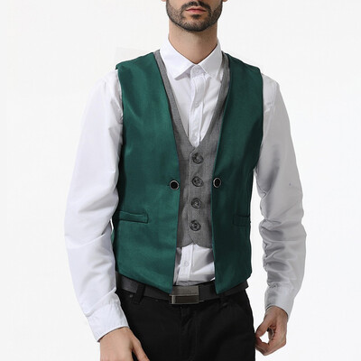 

Toponeto Mens New Style Business Pure V-Neck Vest Fashion Grooms Formal Vest