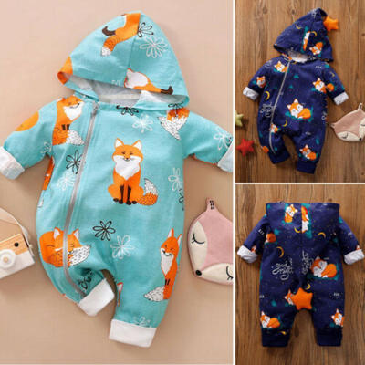 

Newborn Baby Boy Girl Long Sleeve Zipper Jumpsuit Romper Bodysuit Clothes Outfit
