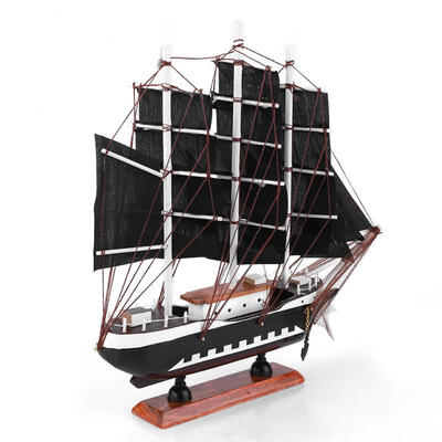 

Greensen Delicate Pirate Ship Wooden Sailboat Model Mediterranean Style Craft Home Ornament 33 cm