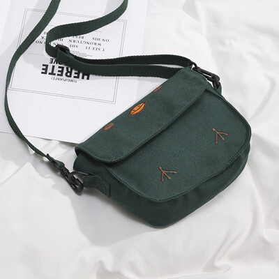 

Ins Original Wind Messenger Bag Small Bag Japanese Students Ancient Feeling Girl Canvas Joker Single Shoulder Bag in Summer