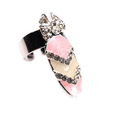 

Women Elegant Bowknot Nail Ring Charm Crown Flower Crystal Finger Nail Rings Hot Items
