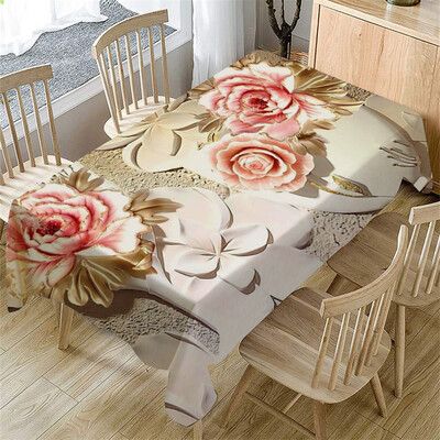 

Gobestart Primeval 3D Flower Table Cloth Rectangular Tea Table Cover Dining Home Decor