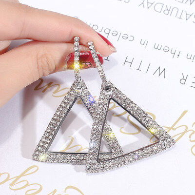 

EK491 New Fashion Elegant Bling Crystal Earrings for Women High Quality LOVE Hollow Heart Earring Jewelry Wedding Party Earrings